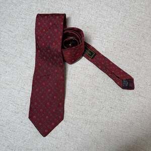 Fendi Burgundy Silk Tie, Zucca Monogram Print, Made in Italy